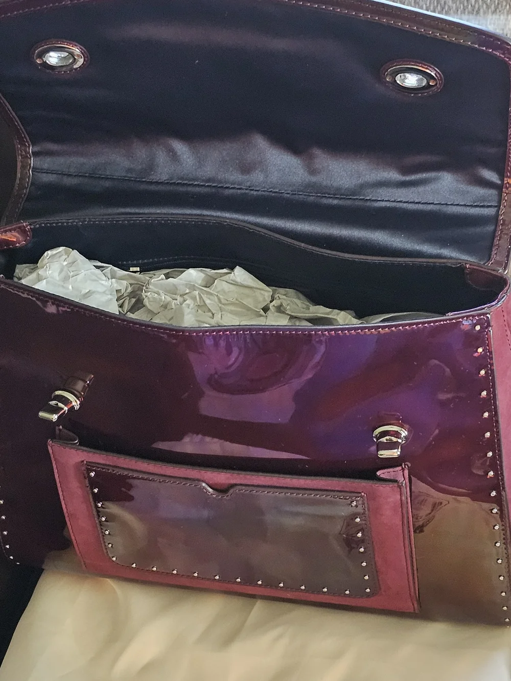Coach Patent Leather Satchel in Burgundy
